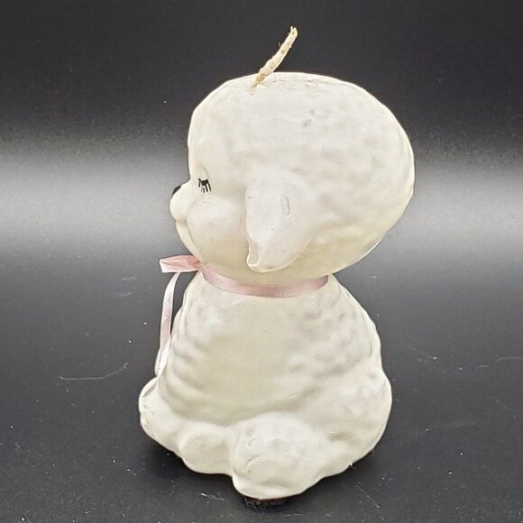White Pink Black Vintage Baby Lamb or Sheep Shaped Unscented Waxed Candle - Picture 10 of 12